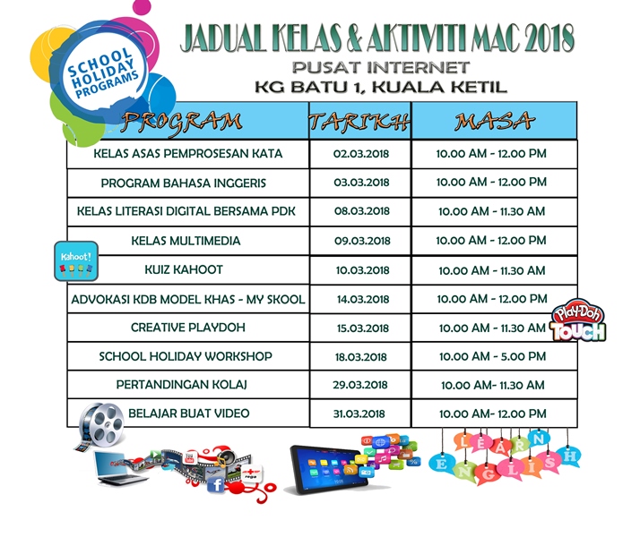 JADUAL AKTIVITI MAC 2018