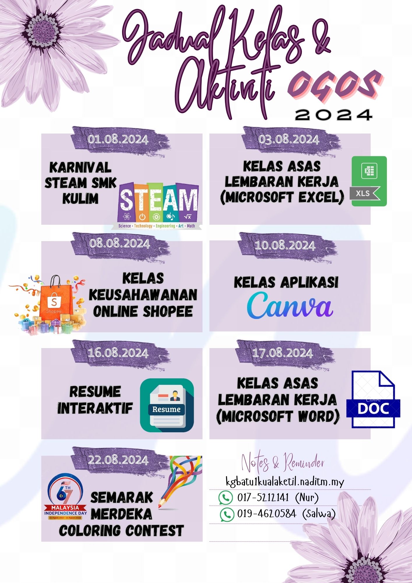 JADUAL AKTIVITI OGOS 2024