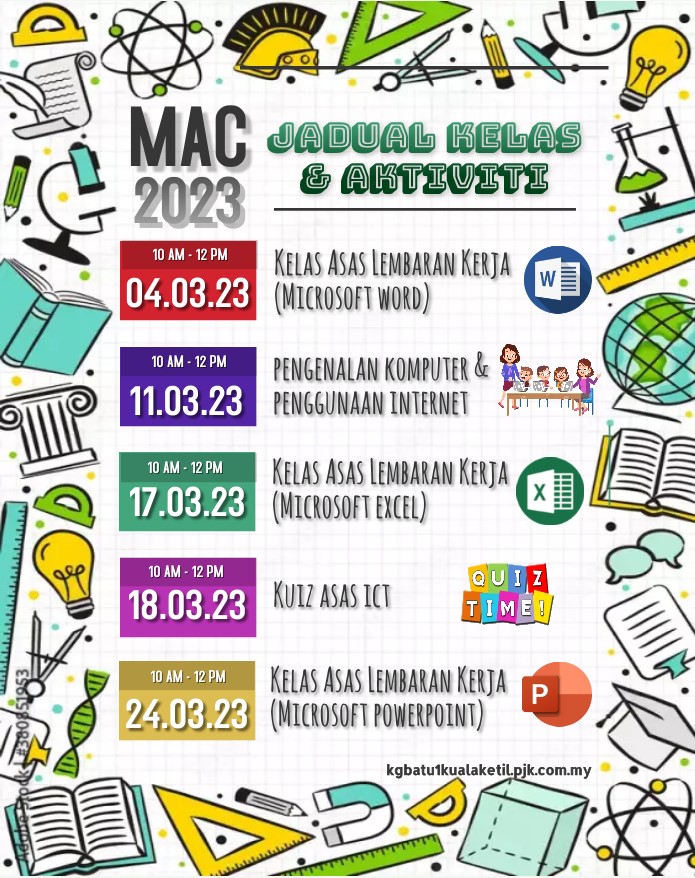 JADUAL KELAS AKTIVITI MAC 2023