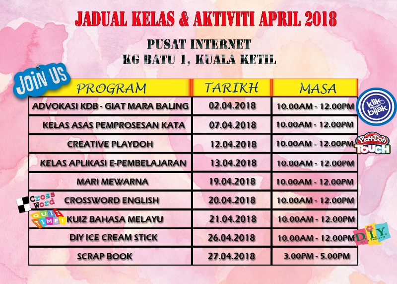 Jadual Aktiviti April 2018