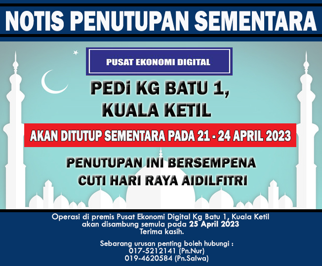 Notis Penutupan PEDI AIDILFITRI 2023