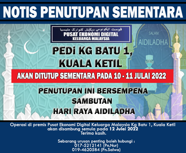 Notis Penutupan Hari Raya Aidiladha