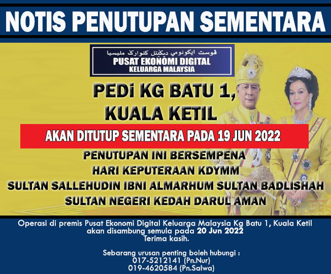 Notis Penutupan PEDI SULTAN KEDAH