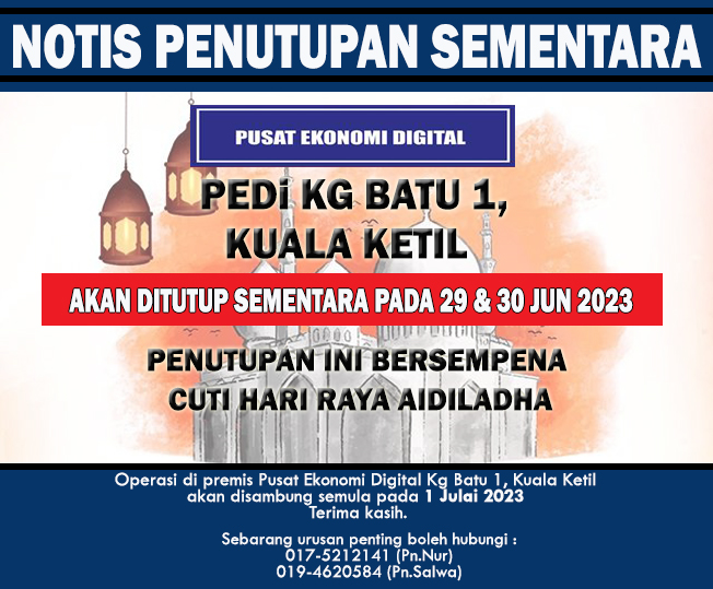 Notis Penutupan PEDI Aidiladaha